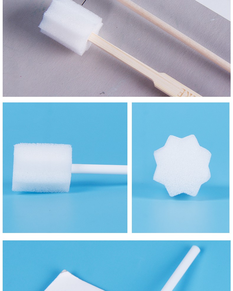 性口腔海绵护理棒 刷牙清洁棒 病人老人通用护理口腔棉签棉 木杆 白色