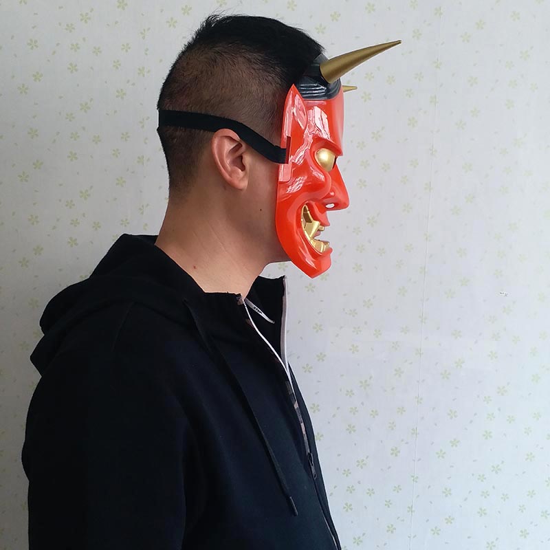 般若面具男恐怖鬼面恶魔鬼脸班诺面具日式鬼首鬼面具cos道具白色般若