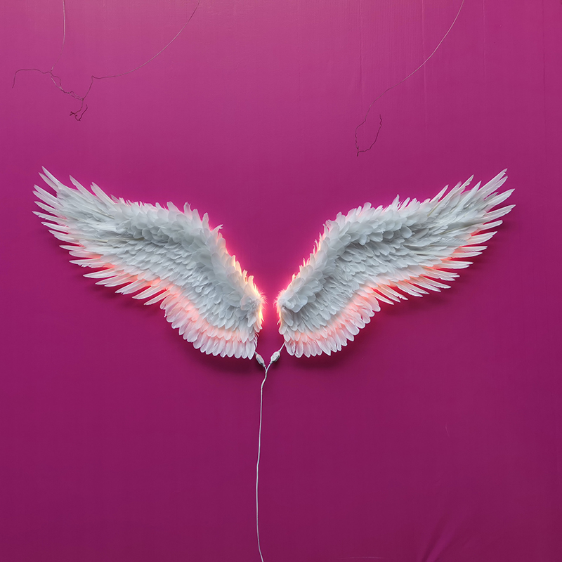 网红翅膀墙贴 天使翅膀网红墙贴发光道具失恋博物馆背景装饰悬挂打卡