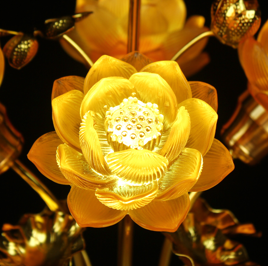 led七彩七九品琉璃水晶莲花灯佛供灯佛堂佛前观音家用插电长明灯 五品