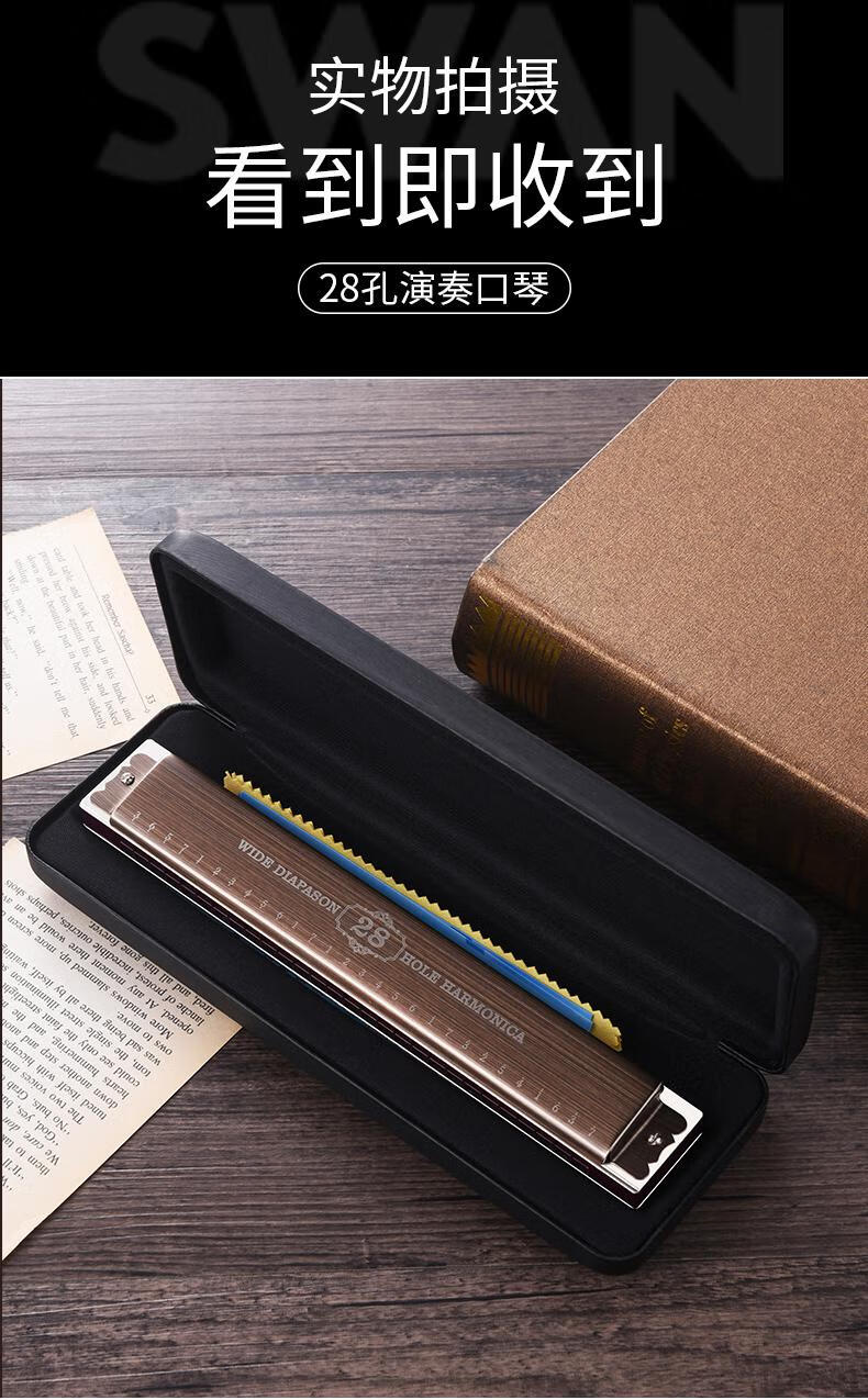 德国进口高端口琴德国原装进口音簧28孔复音口琴高端成人演奏级初学者