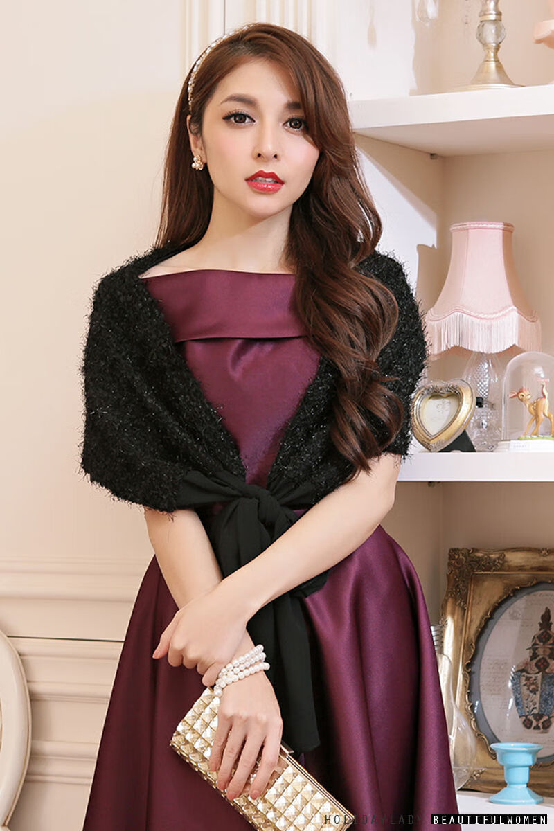 砚古婚纱披肩春季酒红新娘婚纱礼服绑带晚宴年会晚装旗袍外搭婚礼姐妹