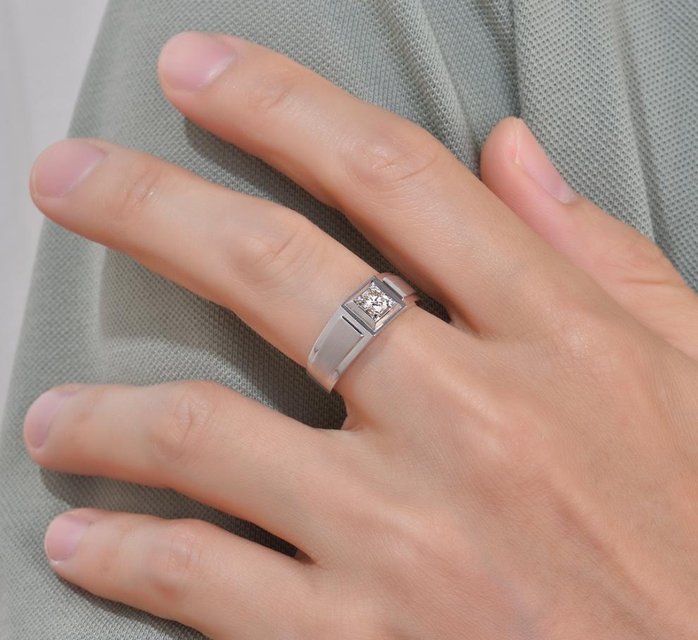 520情人节礼物老凤祥款式18k白金求订结婚男士钻戒男戒天然砖石pt950