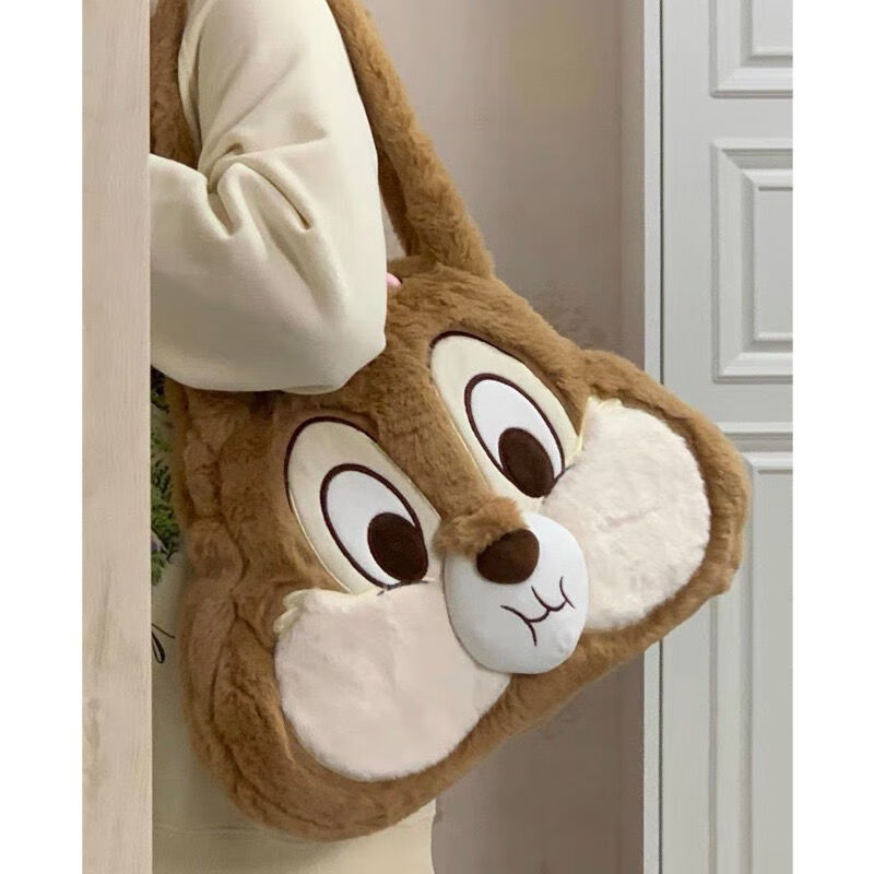 奇奇蒂蒂书包 贪吃的花栗鼠奇奇单肩手提包秋冬大容量卡通托特包休闲