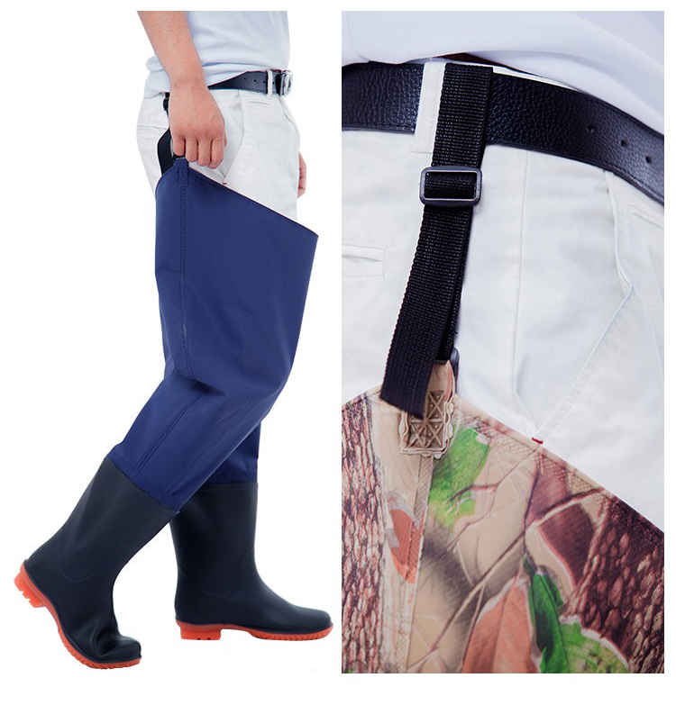 化氏一味水裤下半身连鞋下水裤加厚雨鞋雨裤防水皮叉男女抓捕鱼钓鱼裤