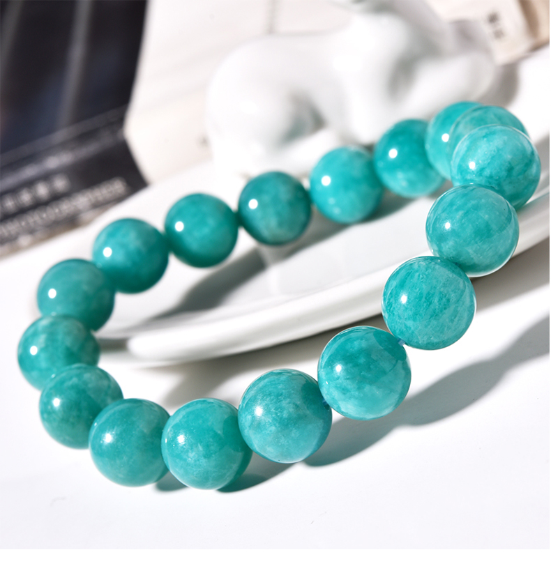 天河石手串收藏级老料手链6-14mm天河石蓝绿色水晶单圈手串男女 珠经