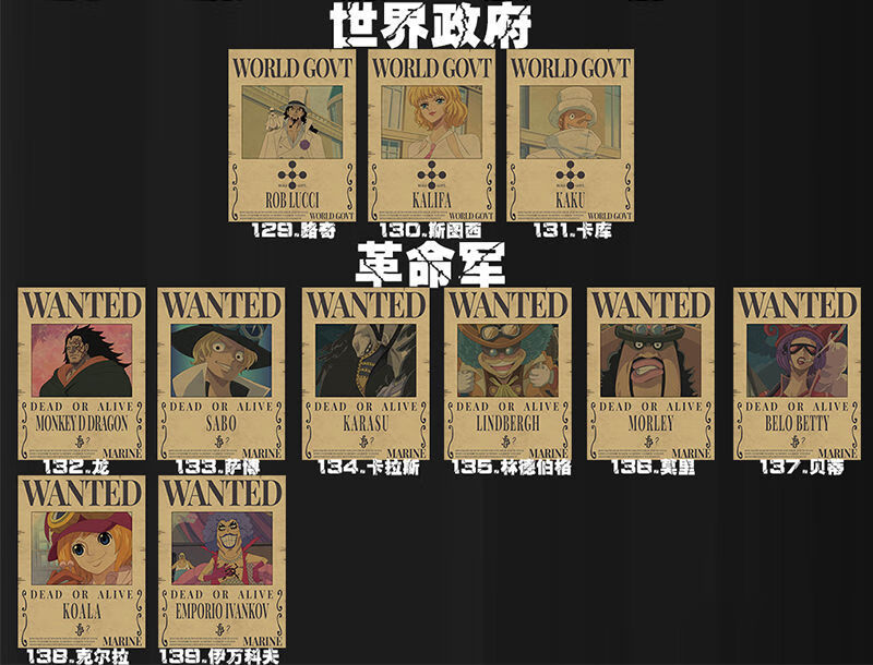 通缉令悬赏令牛皮纸复古动漫海报墙贴航海王寝室高清黑胡子团加厚