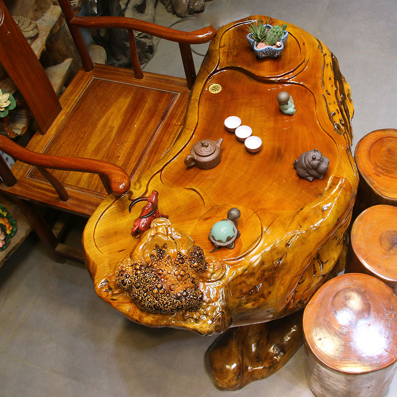犀艺根雕茶台木茶桌树根茶海实木茶几整体木头茶台桌木雕ho6950【图片