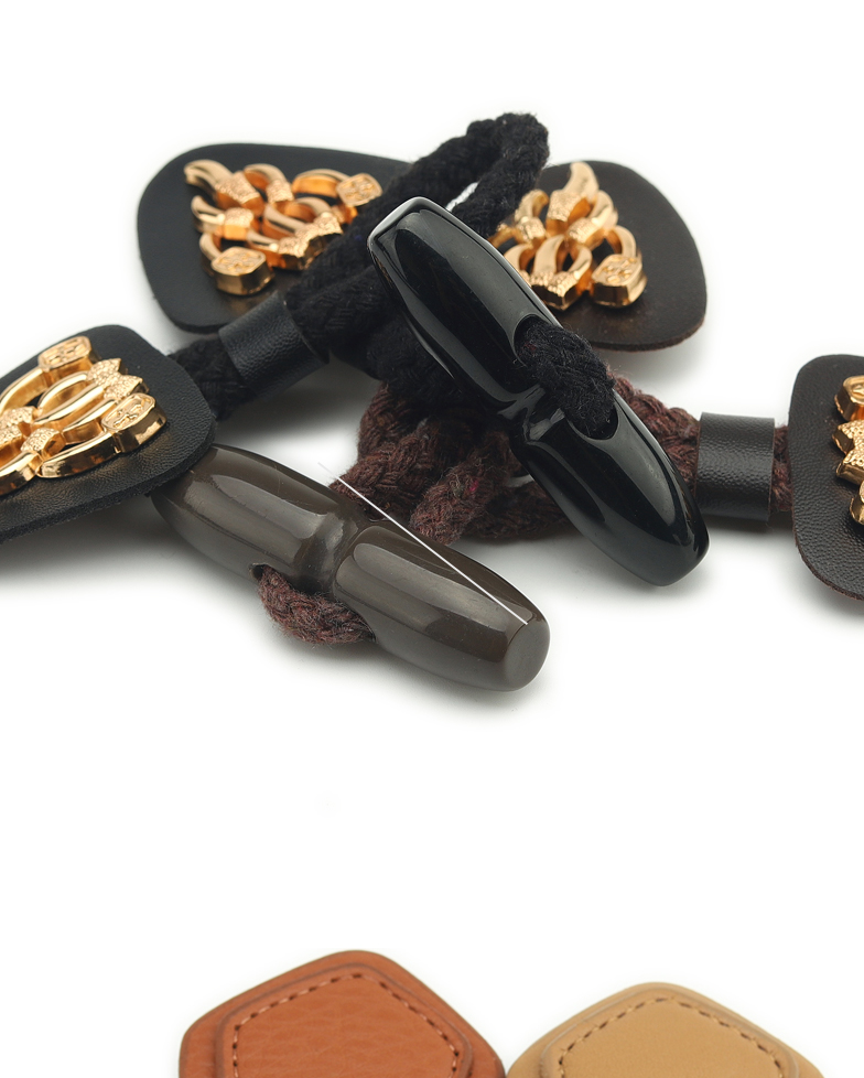 扣大衣女毛衣大衣牛角扣中长款大衣牛角扣风衣毛衣牛角扣 金属边咖啡