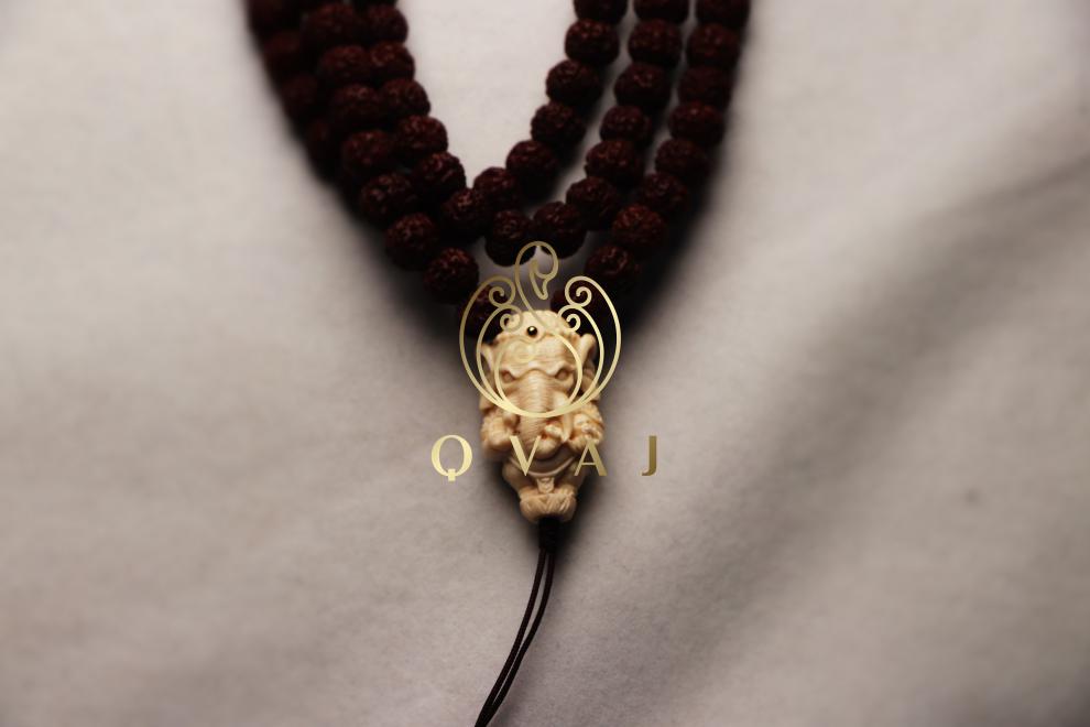 qvaj 猛犸象牙三通猛犸牙雕刻一体三通象神三通佛头大男1820手工 原创