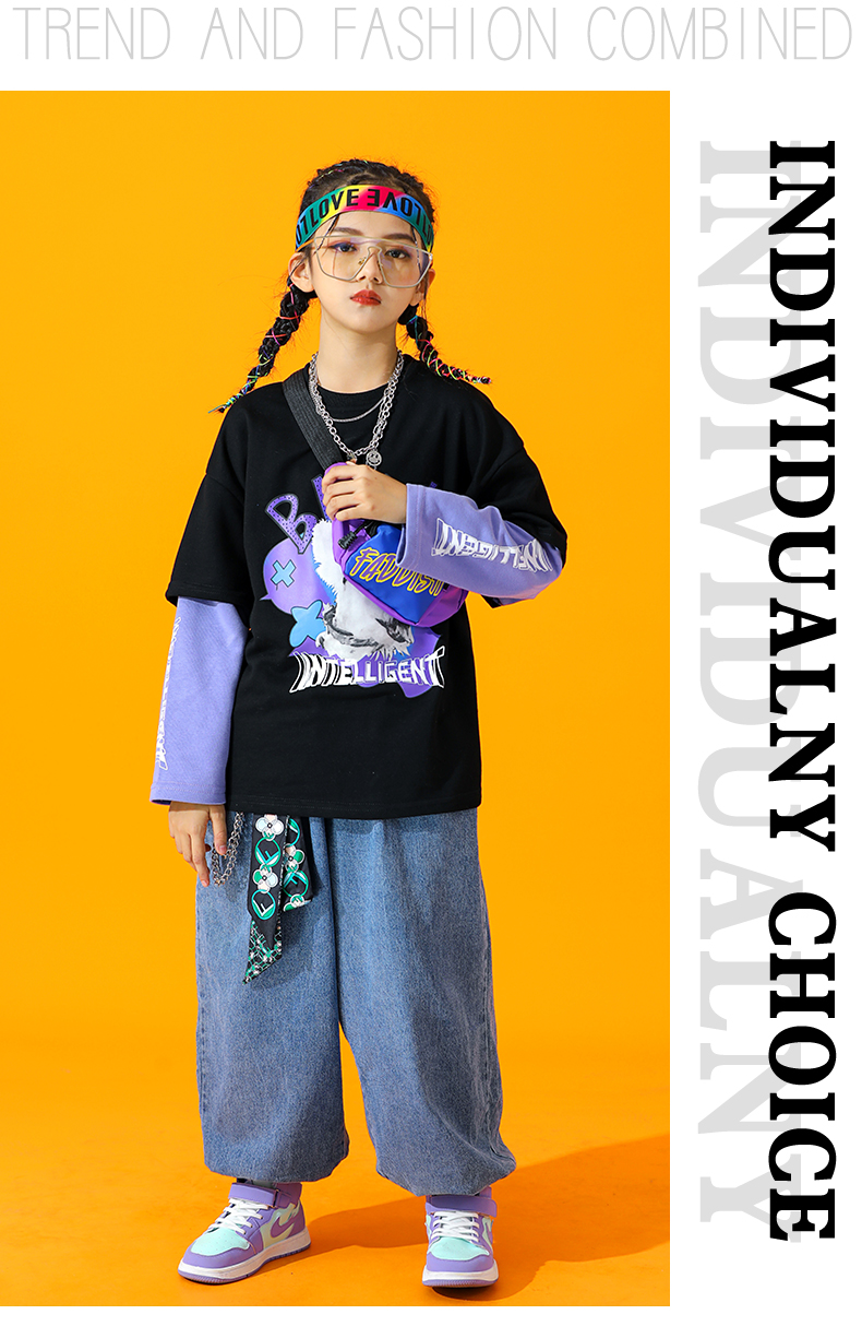 儿童演出服街舞潮装男童嘻哈套装帅气hiphop走秀女童装爵士舞服装