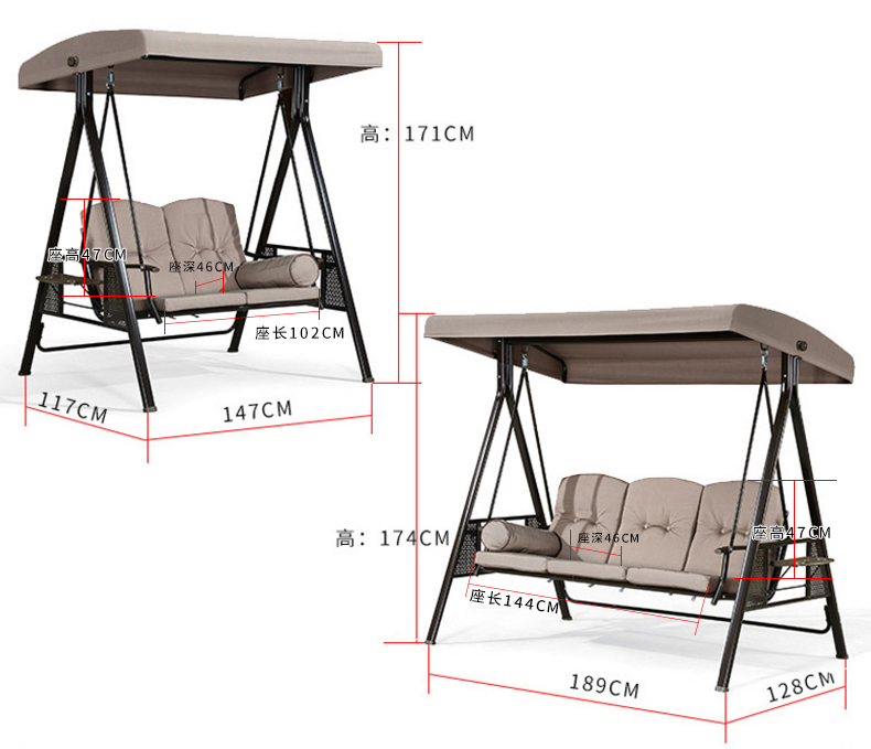户外摇椅庭院秋千椅院子荡秋千室外藤编秋千露台铁艺吊椅 升级冬夏
