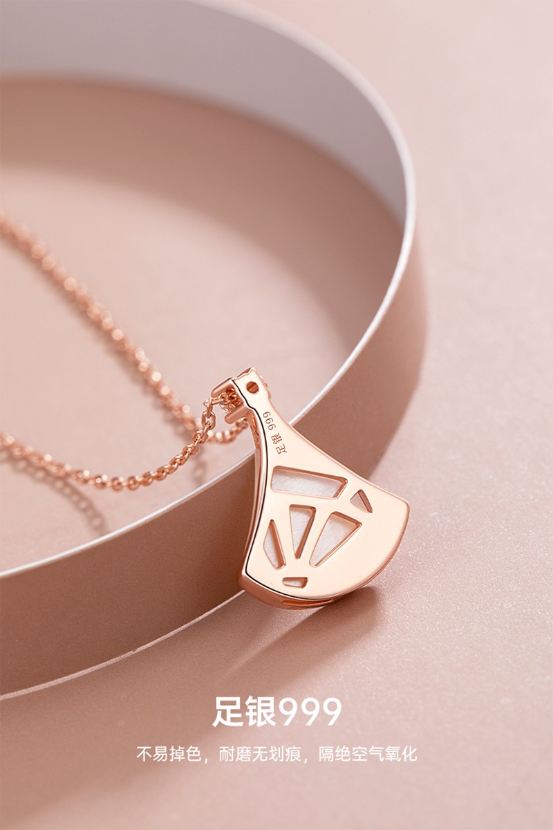 姿莹扇子项链女银2021年新款轻奢小众设计气质百搭锁骨链生日礼物999