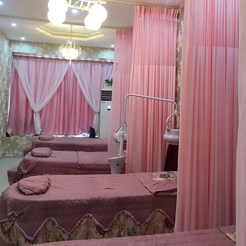 定制美容院房间隔断帘 医院专用布帘诊所门诊部窗帘隔帘成品 天蓝色