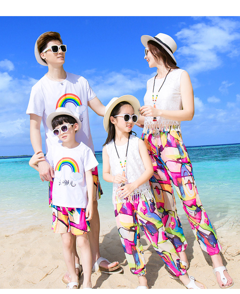 迪士尼 disney 亲子装一家三口四口父子装度假三亚海边沙滩装夏天母子