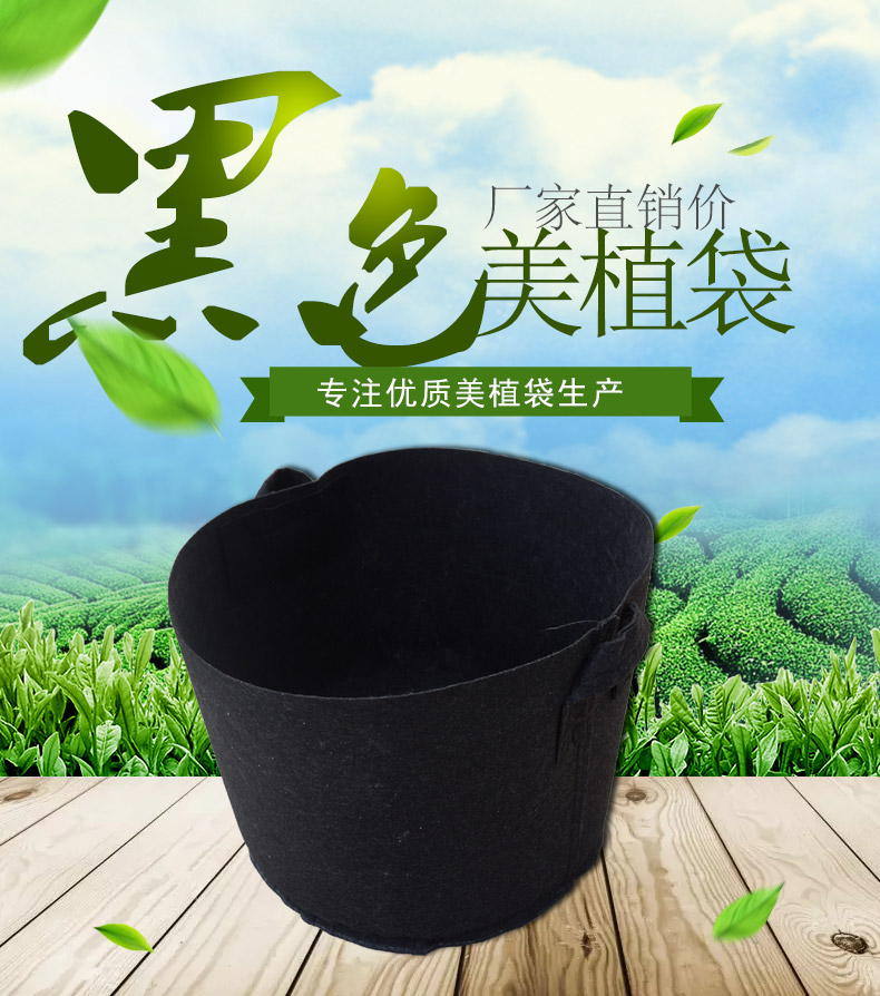 黑色植树袋无纺布美植袋加厚种植袋加仑袋育苗钵营养袋 黑色:80*60双