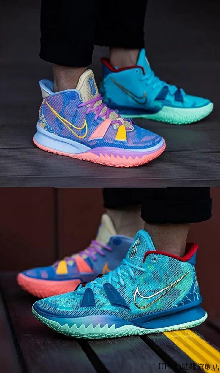 欧文7代新款鸳鸯气垫篮球鞋电影艺术主题音乐蓝橙男女实战运动鞋6同款