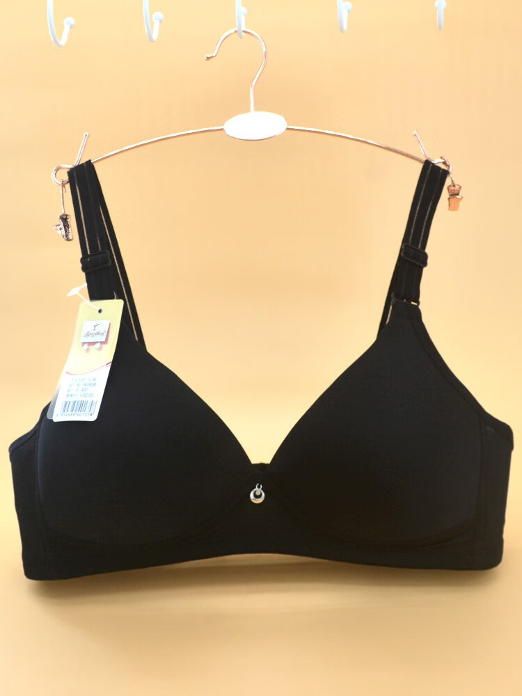 光面文胸莹嫦新品无钢圈文胸b杯薄款柔软光面透气定型纯色三排扣内衣