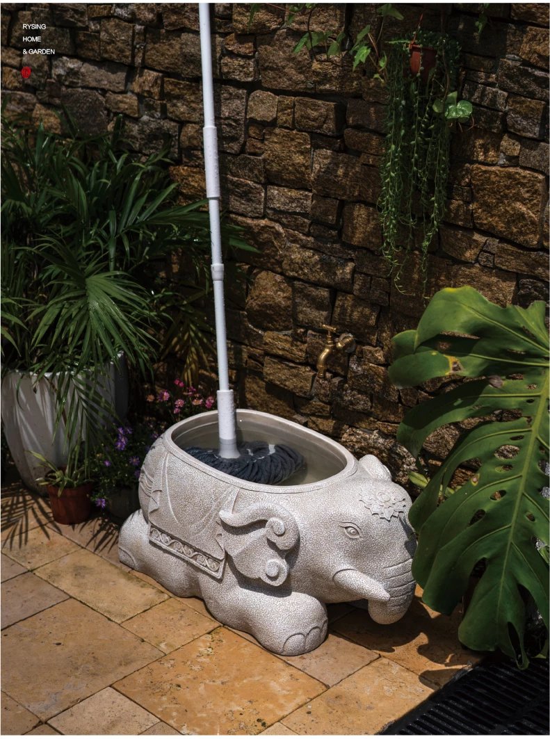 新中式花园布置摆件 创意户外庭院拖把池别墅景观造景装饰水池 户外