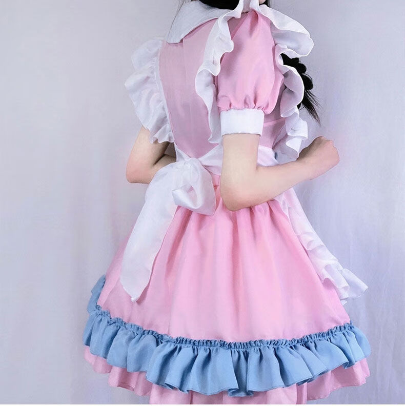 路麦恩日系粉蓝女仆装lolita可爱lol裙软妹套装洛丽塔连衣裙二次元cos