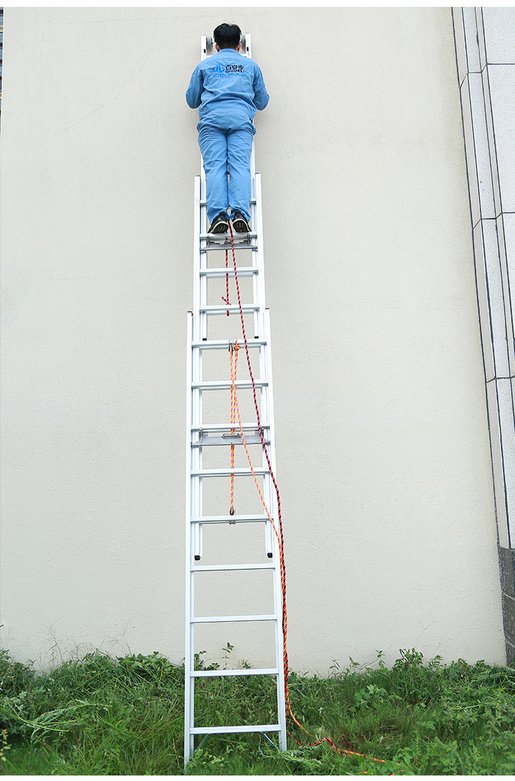 百安步消防梯子工程梯加厚三联节单面伸缩便携折叠升降6m1520米德标
