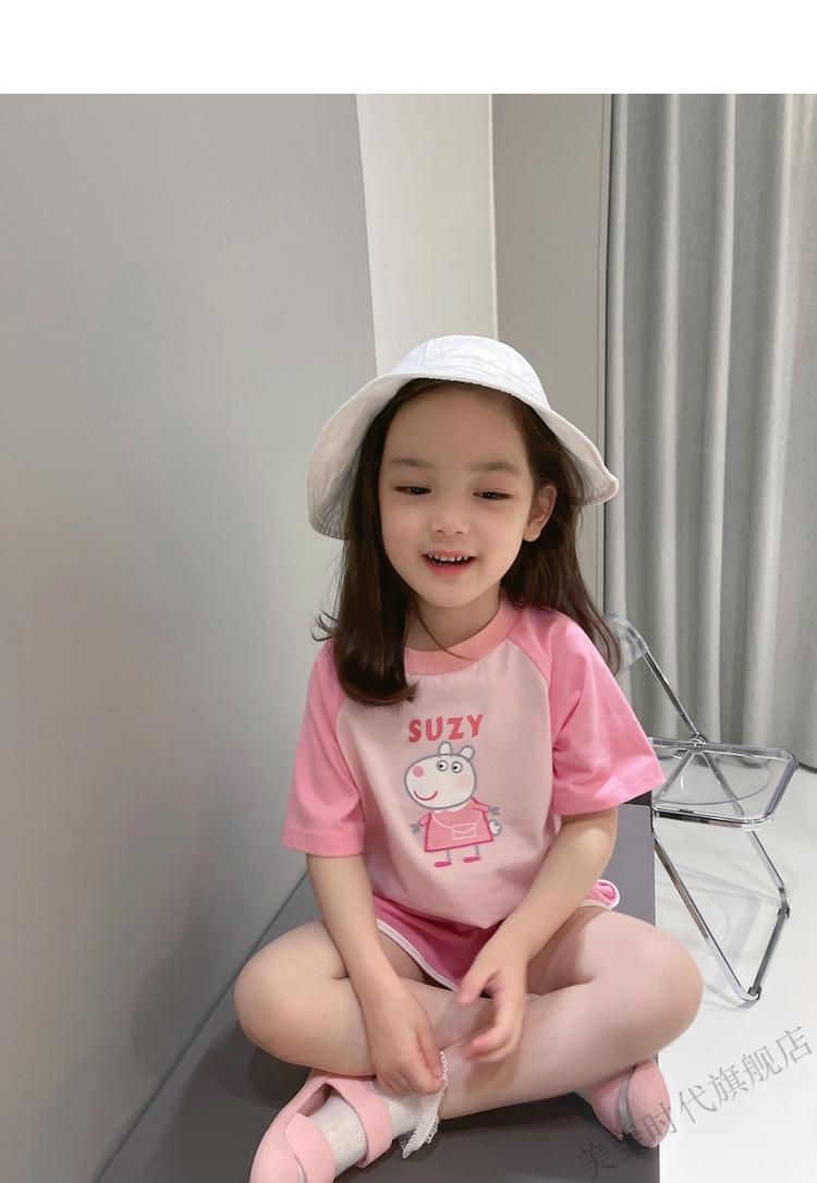 迪士尼小猪佩奇套装蜜桃粉系列连衣裙儿童短袖t恤女宝千鸟格背心现货