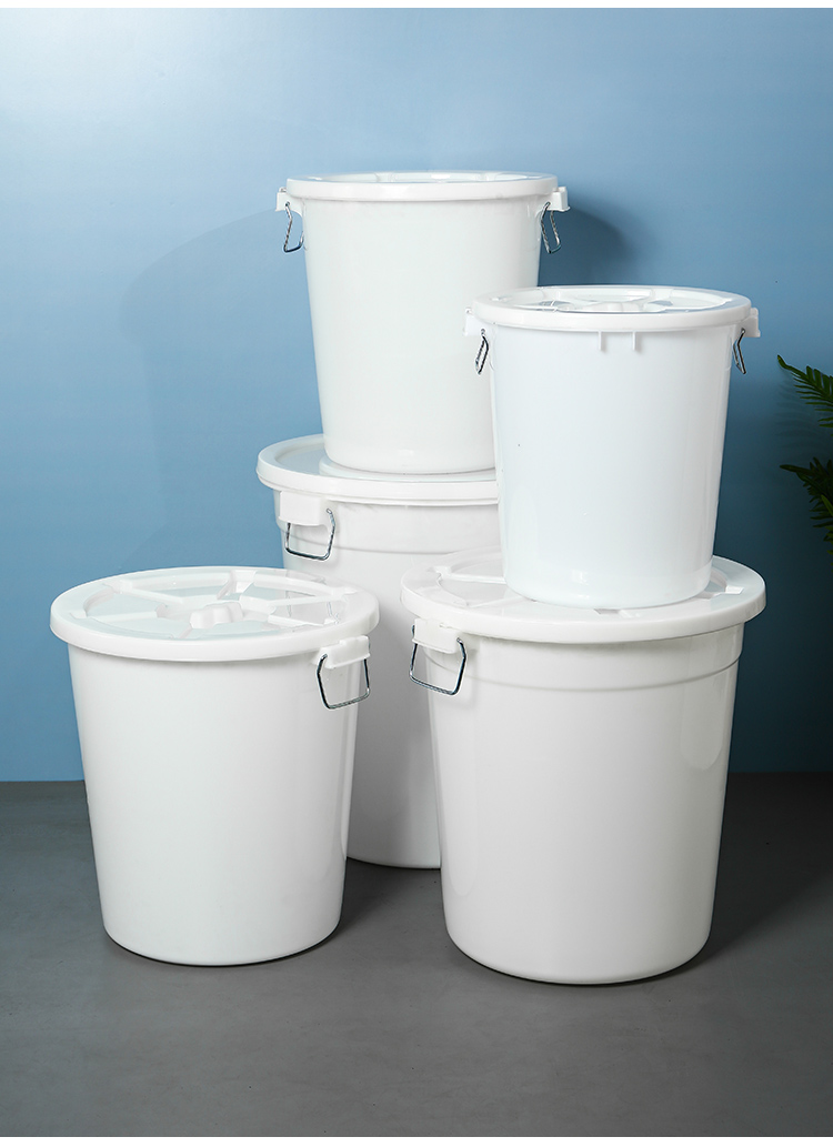 大号圆形垃圾桶户外环卫工业加厚垃圾桶商用食堂厨房垃圾桶 45升桶(带