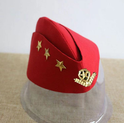 苏联帽水兵舞俄罗斯苏联船型广场舞演出船形帽尖顶黄五角星帆布船帽