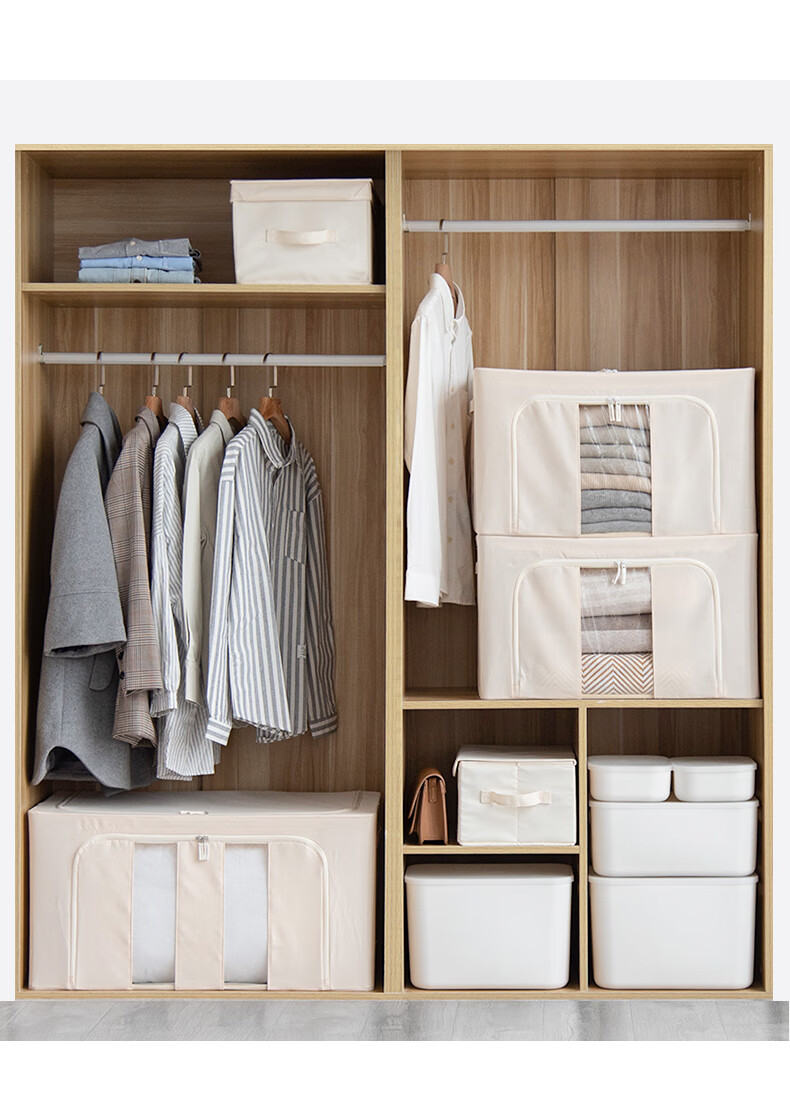 布艺收纳箱收纳箱布艺可折叠大号牛津布家用衣服柜子钢架衣柜百纳衣物