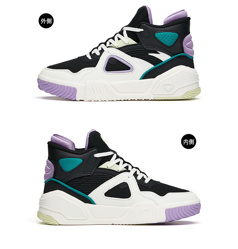 【商场同款】安踏烈焰高帮女板鞋休闲鞋2021秋冬新款休闲软底女士小白