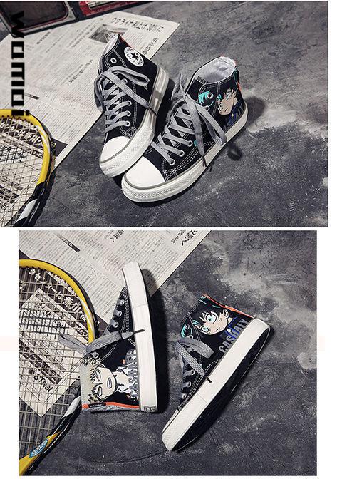 瓦迈我的英雄学院百搭男女动漫高帮板鞋帆布鞋运动休闲鞋情侣涂鸦学生