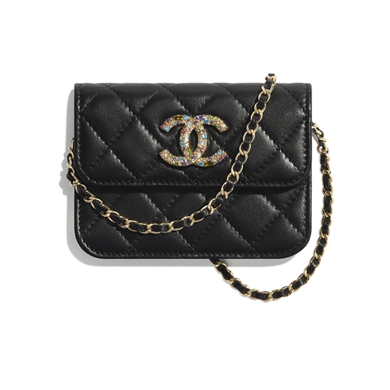 【买手代购】chanel香奈儿女包小羊皮金属链条彩色logo斜挎包单肩包