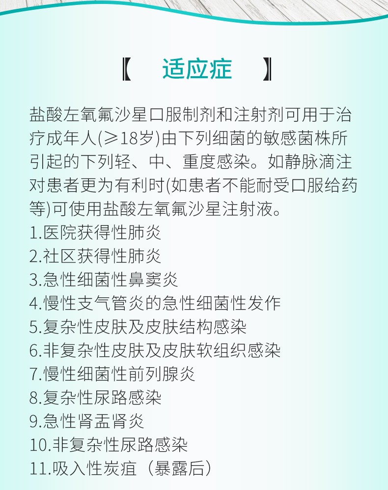 盐酸左氧氟沙星片12片氟喹诺酮类抗菌药男性女性治疗生殖器泌尿路系统