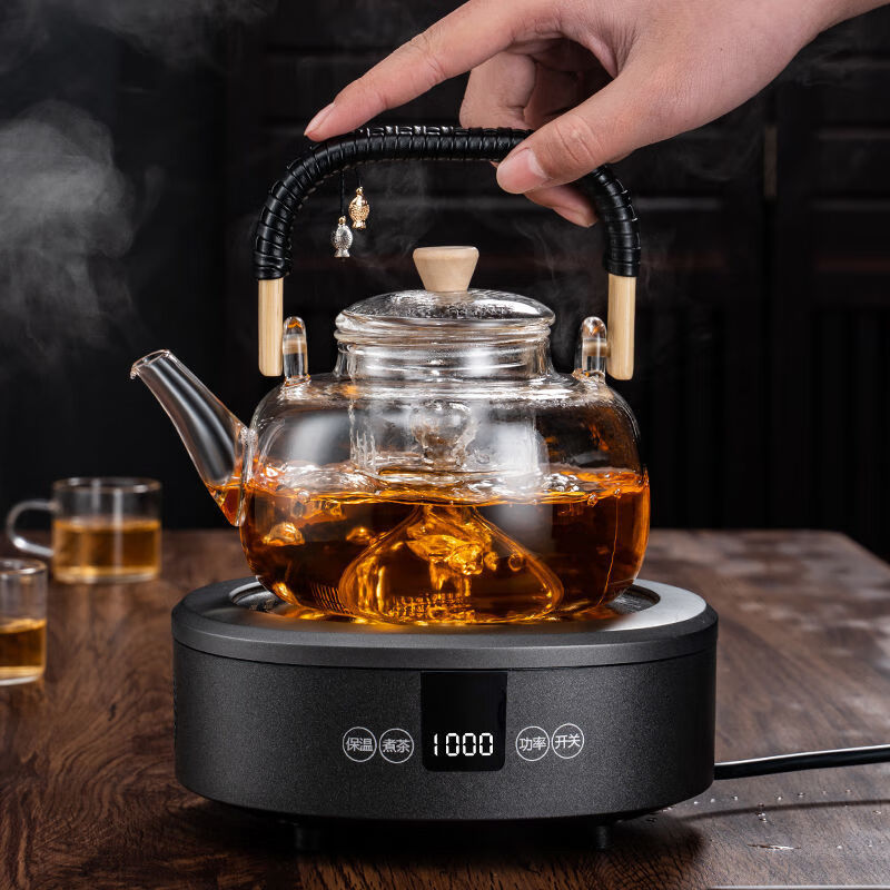 京致优选蒸汽玻璃提梁煮茶壶蒸茶壶全自动家用煮茶器养生壶电陶炉煮茶