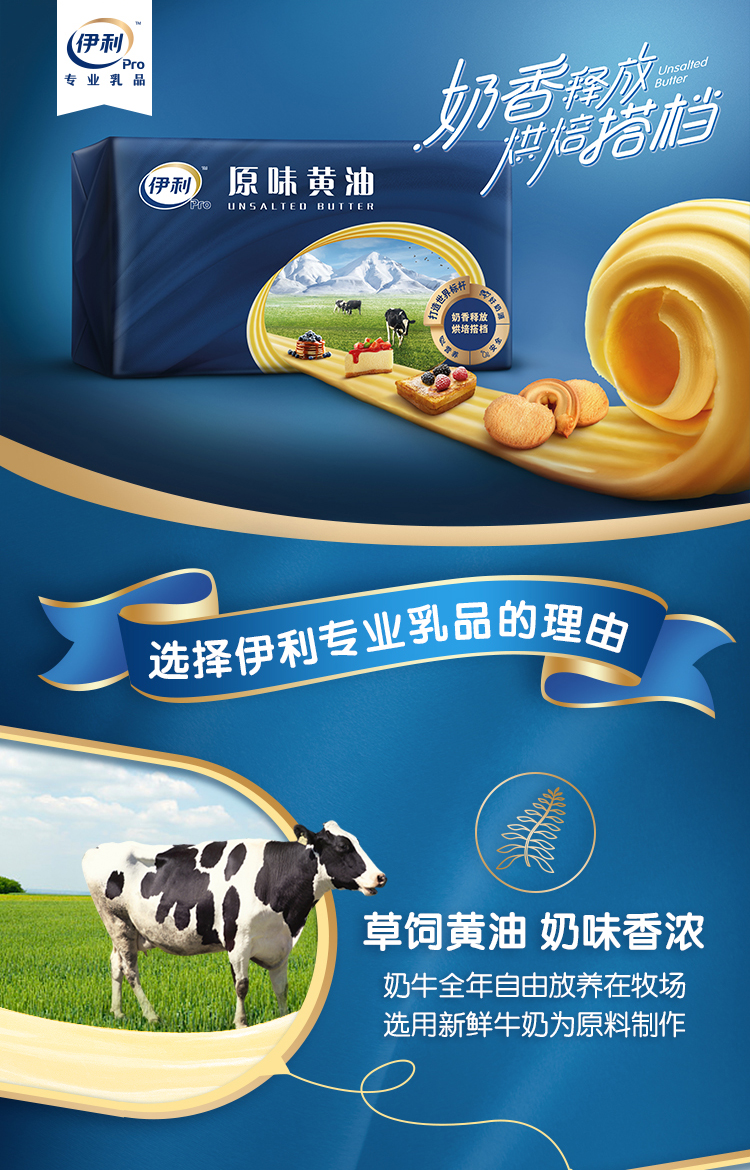 烘焙原料 新西兰进口伊利淡味黄油 原牧恩威士宝动物性牛油454g装【图