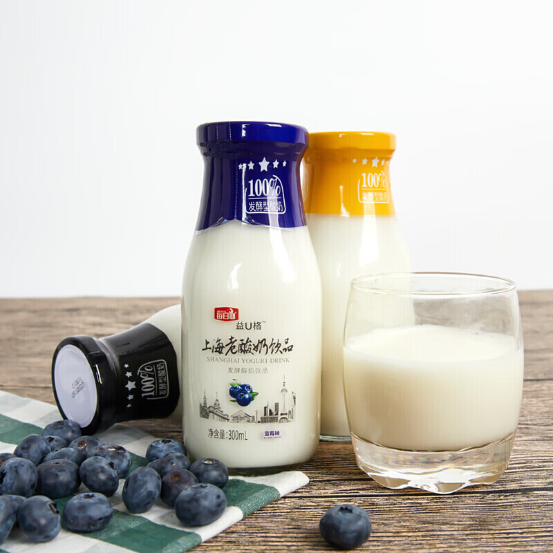 每日耶 上海老酸奶 发酵老酸奶网红饮品乳酸菌饮料玻璃瓶装300ml 原味