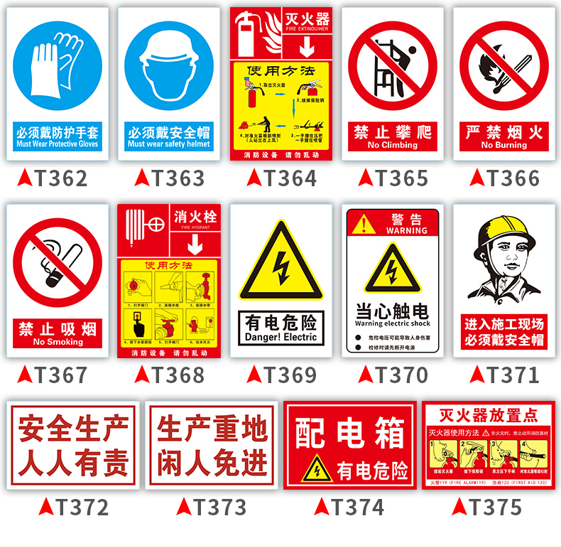 安全警示标识牌禁止吸烟当心触电高压有电危险车间安全生产标语提示