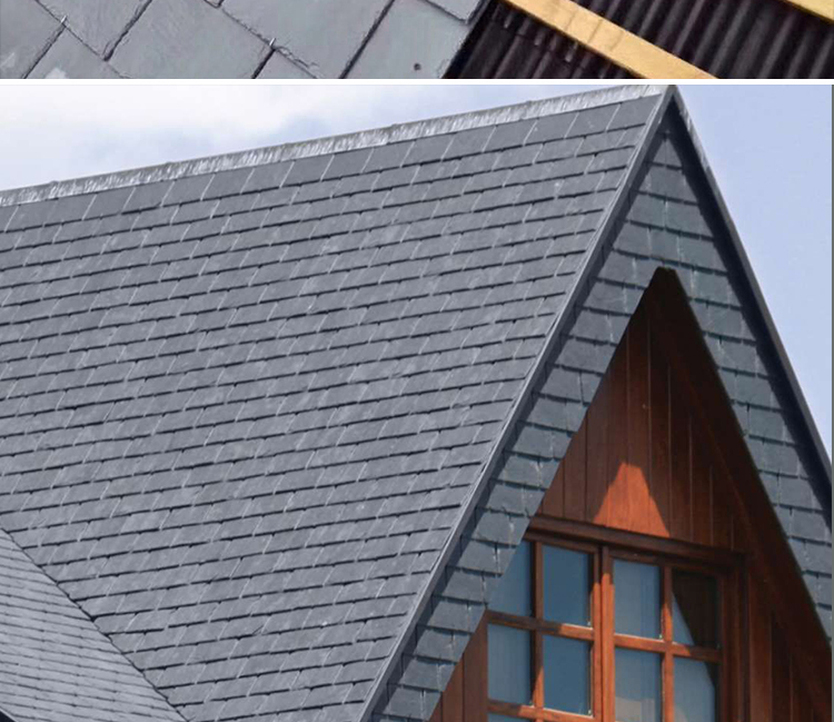 青石板屋面瓦片砖屋顶隔热石板瓦欧式别墅仿古黑色护天然青石瓦 600*