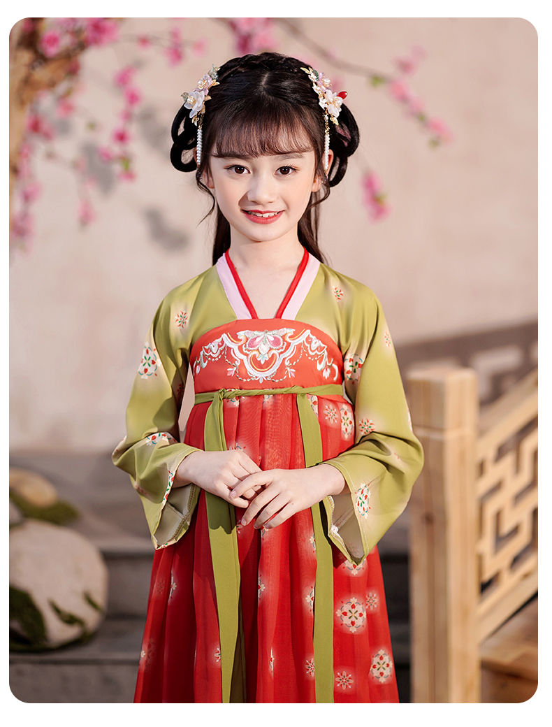 汉服女童春夏款儿童齐胸敦煌襦裙飞天仙女孩中国风古装连衣裙古风
