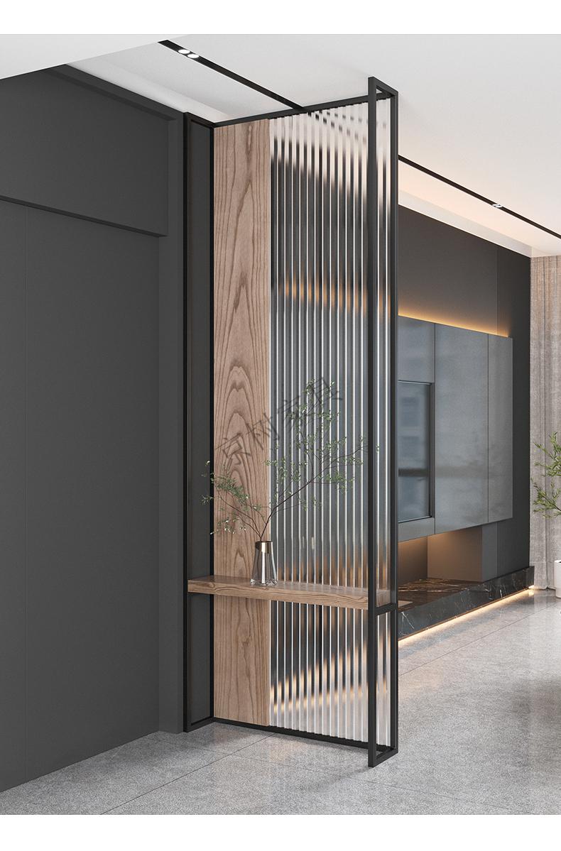 长虹玻璃格栅隔断网红铁艺屏风隔断客厅玄关室内入户家用实木轻奢