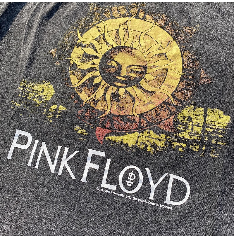 佐倾vtg太阳神pinkfloyd复古潮流男女宽松水洗做旧短袖t恤夏洗水黑s
