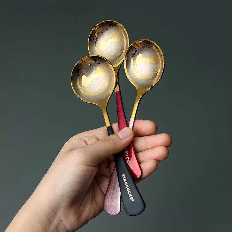 悟道猴不锈钢星巴勺子家用网红精品勺创意ins韩式小勺可爱女神勺子
