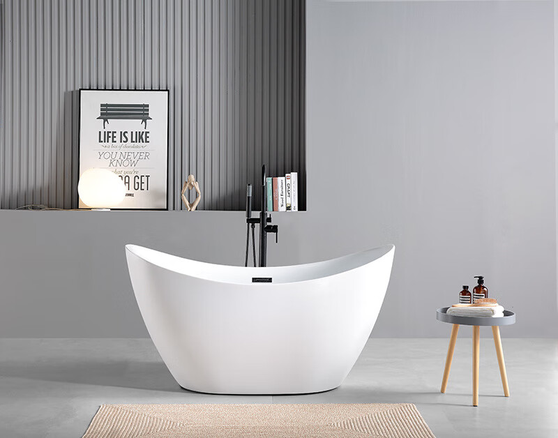 科勒京 亚克力独立式元宝浴缸家用酒店工程民宿异形网红薄边情侣浴缸 