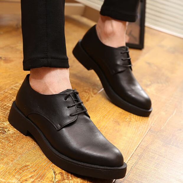 卡帝乐鳄鱼高档品牌秋季皮鞋男软底新品英伦风休闲男士商务正装黑色内