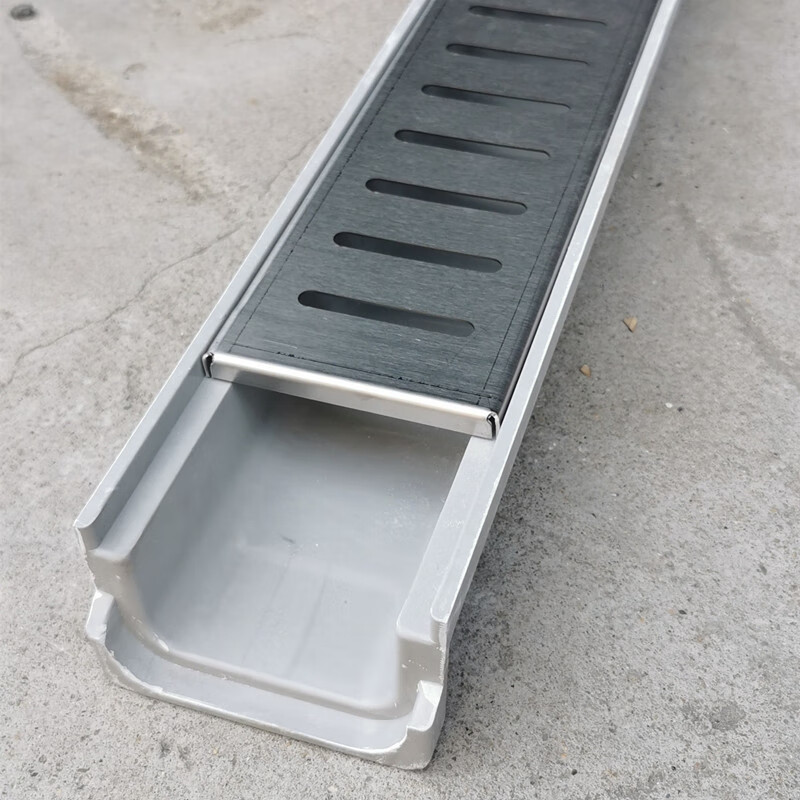 琅科 迷你小水沟 露台阳台卫生间厨房树脂smc成品u形排水沟槽 双排孔