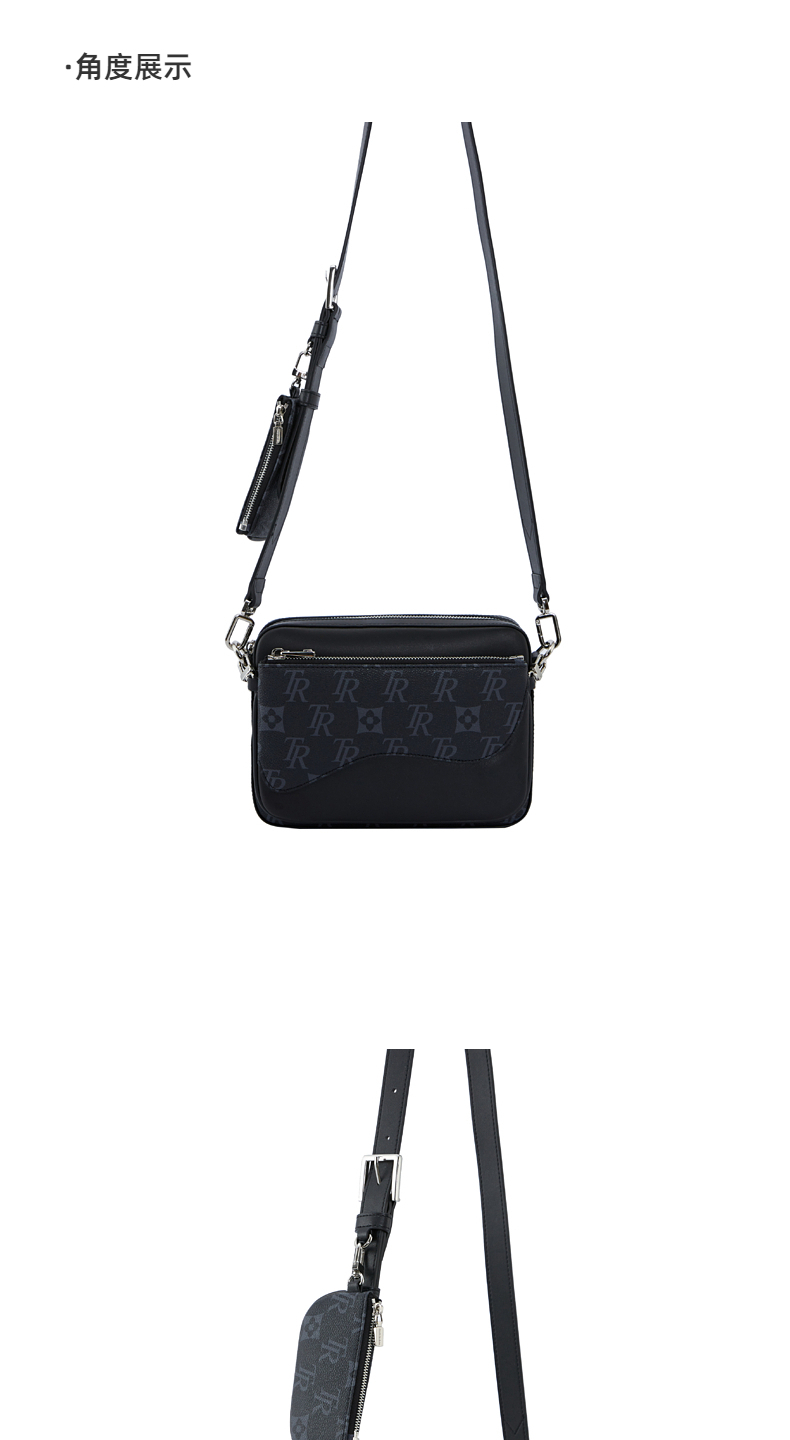trendiano潮牌2022年秋季新款时尚斜挎单肩包三合一多功能挎包男 黑色