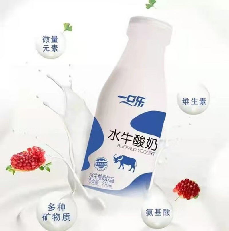 一口乐水牛酸奶 发酵菌饮品学生原味早餐奶入饮料270ml 12瓶【图片