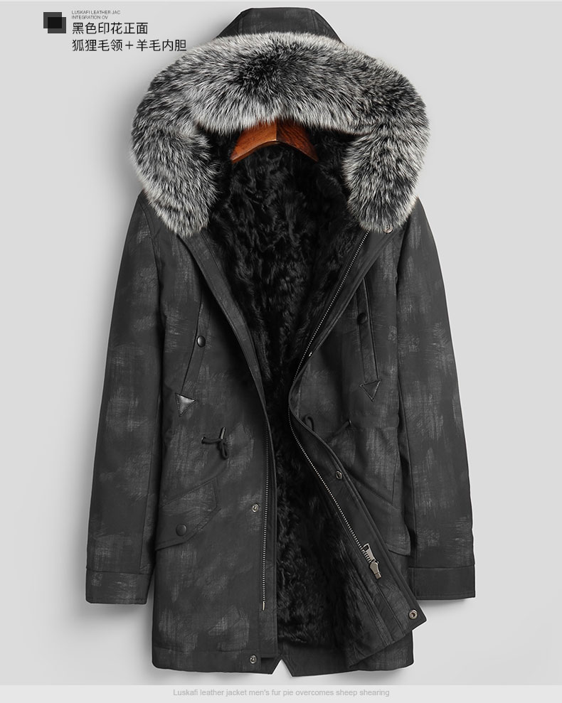 【品质推荐】新款真皮皮草羊毛内胆派克服男士中长款皮毛一体大衣狐狸