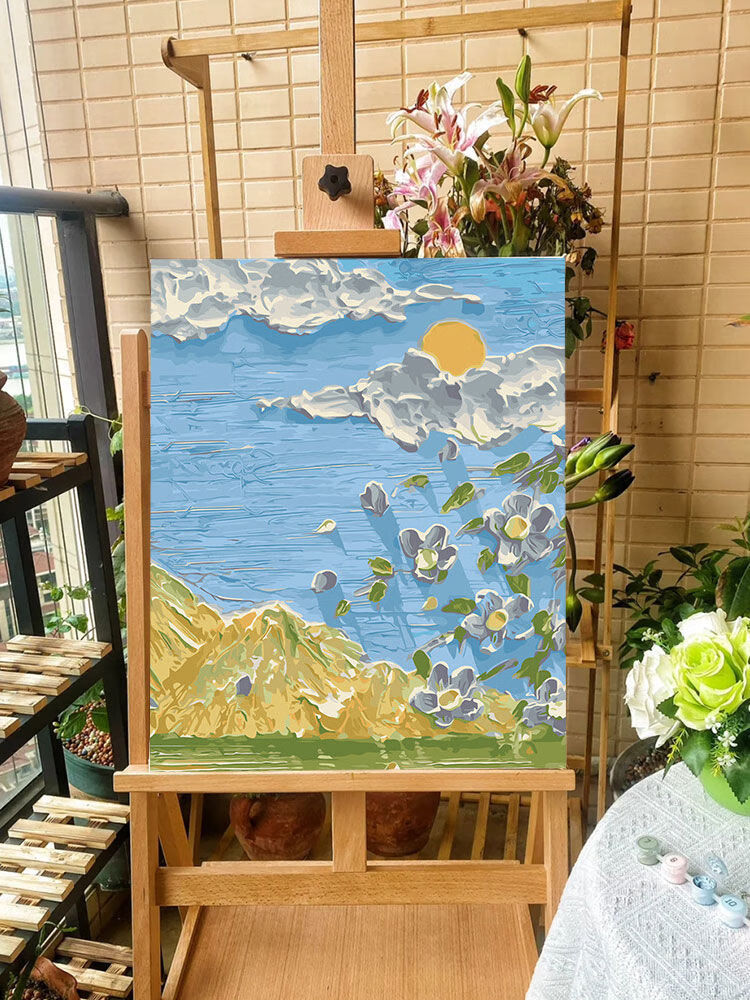 侯王府肌理画diy材料手工手绘装饰画数字油画石英砂粉色沙滩丙烯立体