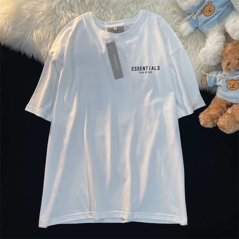 essentials宽松短袖t恤女白色2022新款情侣夏装男fog五角星潮牌季